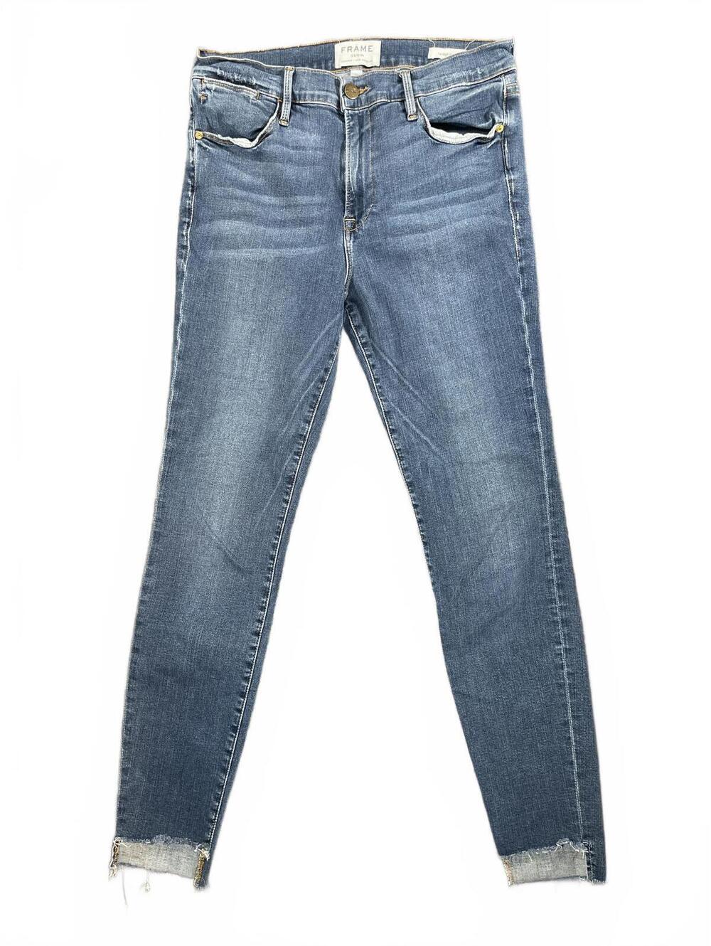 FRAME Denim LeHigh Skinny Stagger Hem Jeans Women’s Size 30 Woodhaven $168
